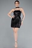 Straplez Mini Pul Payet Gece Elbisesi ABK2201