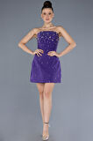 Straplez Taşlı Mini Gece Elbisesi ABK2232