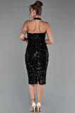 Halter Yaka Midi Taşlı Abiye Elbise ABK2437