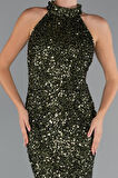 Halter Yaka Midi Pul Payet Abiye Elbise ABK2474