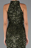Halter Yaka Midi Pul Payet Abiye Elbise ABK2474
