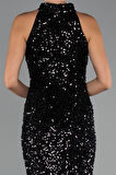 Halter Yaka Midi Pul Payet Abiye Elbise ABK2474