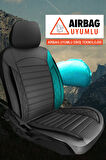 Rover 620  Uyumlu 5 KOLTUK TAM SET MAY SERİSİ DERİ OTO KOLTUK KILIFI KOKMA TERLETME YAPMAZ SİYAH