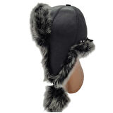 Hakiki Deri Kuzu Kürklü Tokalı Toskanalı Ushanka Şapka Erkek Kadın Şapka Bere Boz