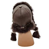 tokalı Hakiki Deri Kuzu Kürklü Toskanalı Ushanka Şapka Erkek Kadın Şapka Bere Koyukahve