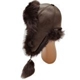 tokalı Hakiki Deri Kuzu Kürklü Toskanalı Ushanka Şapka Erkek Kadın Şapka Bere Koyukahve