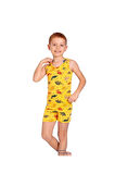 ELM Sarı Dinozor Desenli Erkek Çocuk Atlet Boxer Takımı 7040