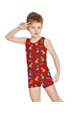 ELM Kırmızı Dinazor Desenli Erkek Çocuk Atlet Boxer Takımı 7061