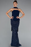Straplez Peplum Detay Taşlı Uzun Balık Abiye ABU5131