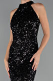 Halter Yaka Midi Pul Payet Abiye Elbise ABU5247
