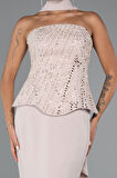 Pullu Straplez Peplum Kesim Uzun Abiye Elbise ABU5320