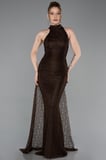 Halter Yaka Kuyruklu Uzun Dantel Abiye Elbise ABU6084