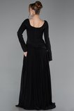 Uzun Kol Kare Yaka Peplum Şifon Abiye Elbise ABU6088