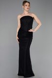 Straplez Boncuklu Balen Korse Uzun Dantel Abiye ABU6089