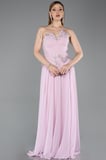 Taşlı Asimetrik Straplez Peplum Uzun Şifon Abiye ABU6188