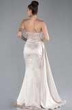 Straplez Drapeli Uzun Saten Abiye ABU6265