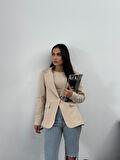 Kadın Blazer Ceket Kısa Düğmeli Astarlı Vatkalı Ceket