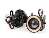Üniversal Mercekli Angel Sis Farı Metal Su Geçirmez 76 mm Kırmızı Halkalı Angel Eyes