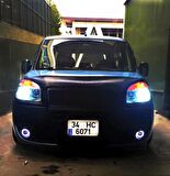 Üniversal Mercekli Angel Sis Farı Metal Su Geçirmez 89 mm Buz Mavi Halkalı Angel Eyes