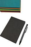 Acar Termo Deri Esnek Kapaklı 10,5*15 Cm 160 Sayfa Kareli Defter Füme