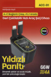 66W RGB Işıklı Araç Şarj Cihazı – 4'ü 1 Arada Type-C & Lightning Kablo, Çift USB, Hızlı Şarjlı