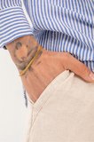 Dyrenis Erkek Altın Renk Özel Tasarım İtalyan Desenli Ezme Çelik Bileklik - Yeni Sezon
