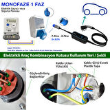 Acevbox Monotek Kombinasyon Kutusu, Monofaze Altyapıya Uygun,tesla Blue Adaptör ve Tüm 7,4kw Mobil Cihazlar