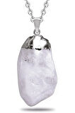 Sertifikalı Ham Işlenmemiş Doğal Beyaz Kuvars Taşı Kolye