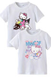 2li Kaliteli Pamuk Penye Kız Çocuk Baskılı Tshirt 5 6 7 8 9 10 11 12 13 14 yaş Hello Kitty