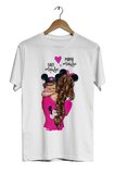 Unisex Anne ve Çocuk  Beyaz   Mama Mouse Baby Mouse Dijital Baskılı T-Shirt