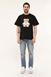 Erkek Overfit Baskılı Desenli Kısa Kollu T-shirt