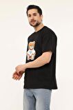 Erkek Overfit Baskılı Desenli Kısa Kollu T-shirt
