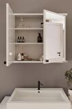 Furniqo AD-1 Banyo Dolabı, Aynalı Dolap, Lavabo Üstü Dolap, İki Kapaklı Aynalı Dolap 