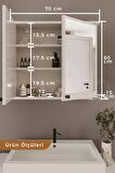 Furniqo AD-1 Banyo Dolabı, Aynalı Dolap, Lavabo Üstü Dolap, İki Kapaklı Aynalı Dolap 