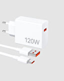 120W Süper Hızlı Şarj Adaptörü – Type-C Kablo Dahil, Yüksek Voltaj Korumalı