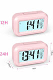 Gece Dijital Masa Saati Dijital Alarmlı Led Ekran Pilli Çalar Saat