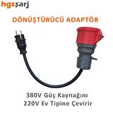 10 Metre Dönüştürücü Adaptör. 380V Güç Kaynaklı Elektrikli Araç Şarj Cihazını 220V dönüştürür. Ev Tipi Priz Olan Her Yerde Şarj İmkanı Sunar