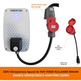 15 Metre Dönüştürücü Adaptör. 380V Güç Kaynaklı Elektrikli Araç Şarj Cihazını 220V dönüştürür. Ev Tipi Priz Olan Her Yerde Şarj İmkanı Sunar