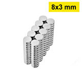5 Adet 8x3mm Yuvarlak Neodyum Mıknatıs Güçlü Nikel Kaplamalı Kaliteli Dayanıklı Magnet