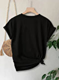 35 AVM Anneler Günü Baskılı T-shirt - Siyah