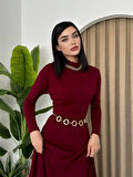 35 AVM Dina Boğazlı Midi Elbise