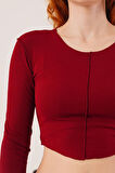 35 AVM Ters Dikişli Basic Bordo Body Bluz