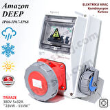 Amazon DEEP, IP66-IP67-IP68, Trifaze Elektrikli Araç Kombinasyon Kutusu, 5x32A + 1x16A - Sigorta Markası Seçeneği - 5 Yıl Garanti