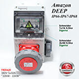 Amazon DEEP, IP66-IP67-IP68, Trifaze Elektrikli Araç Kombinasyon Kutusu, 5x32A + 1x16A - Sigorta Markası Seçeneği - 5 Yıl Garanti