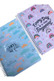 Atakids Lizy 120 Yaprak 17x24cm Baskılı Bristol Kapak Spiralli Çizgili Defter 2'li Set