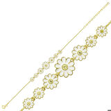 Gümüş Gold Sıralı Papatya Kadın Bileklik