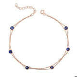 Gümüş Rose Çift Zincirli Nazar Kadın Bileklik