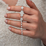 Gümüş Zirkon Taşlı Fatma Ana Eli Kadın Bileklik