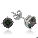 Gümüş 6 mm Mistik Topaz Çivili Küpe