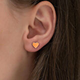 Gümüş Fosforlu Turuncu Kalp Küpe